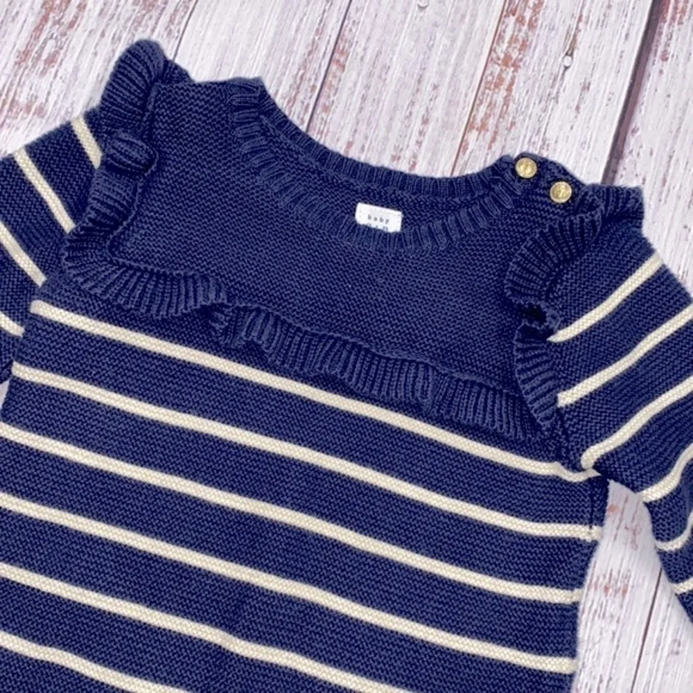 Baby Gap 18 to 24 months navy and white striped knit dress